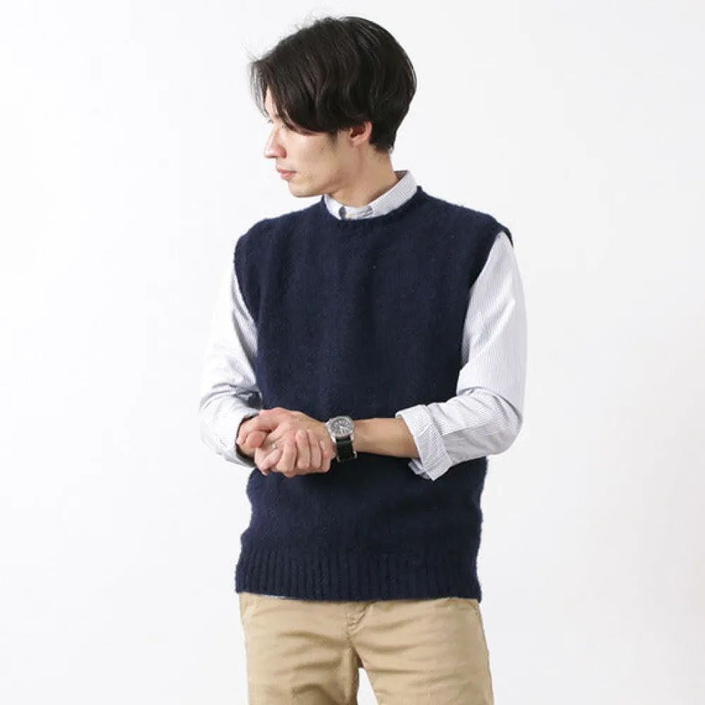 SHETLANDWOOLLENCO Knits^/ Plain Shaggy Dog Crew Neck Knits Vest