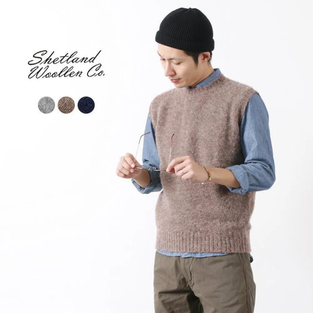SHETLANDWOOLLENCO Knits^/ Plain Shaggy Dog Crew Neck Knits Vest