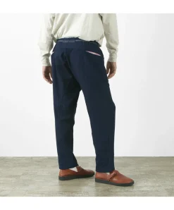 SLOW HANDS Trousers^/ Denim Stretch Pile Wandering Pants navy