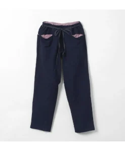 SLOW HANDS Trousers^/ Denim Stretch Pile Wandering Pants navy