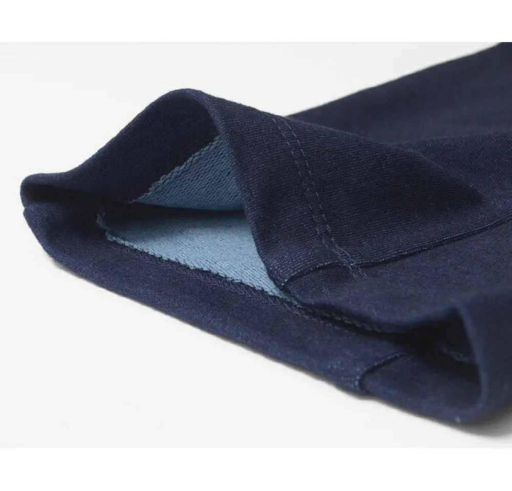 SLOW HANDS Trousers^/ Denim Stretch Pile Wandering Pants navy