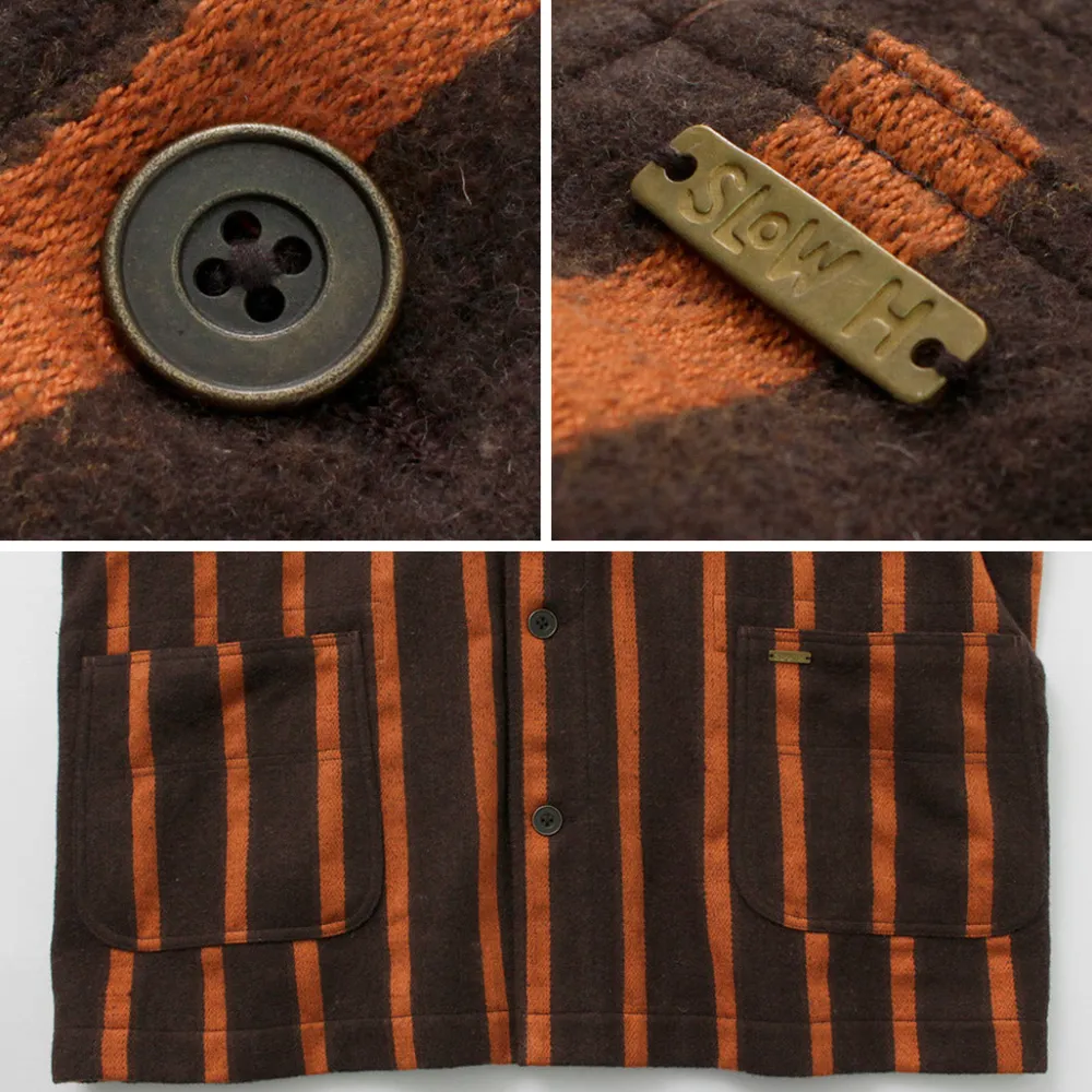 SLOW HANDS Coats^/ Old School Stripe Loose Fit Coverall Coat dark-brown
