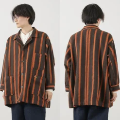 SLOW HANDS Coats^/ Old School Stripe Loose Fit Coverall Coat dark-brown
