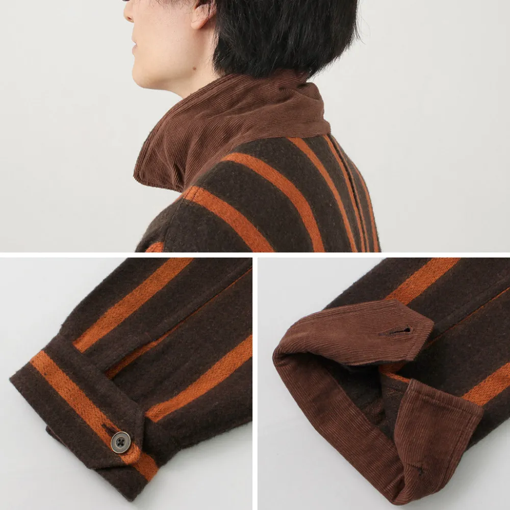 SLOW HANDS Coats^/ Old School Stripe Loose Fit Coverall Coat dark-brown