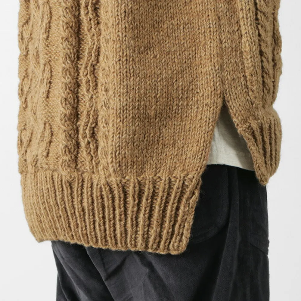 SLOW HANDS Sweatshirts^/ Vegetable Dye Aran Drop Shoulder Knit Vest