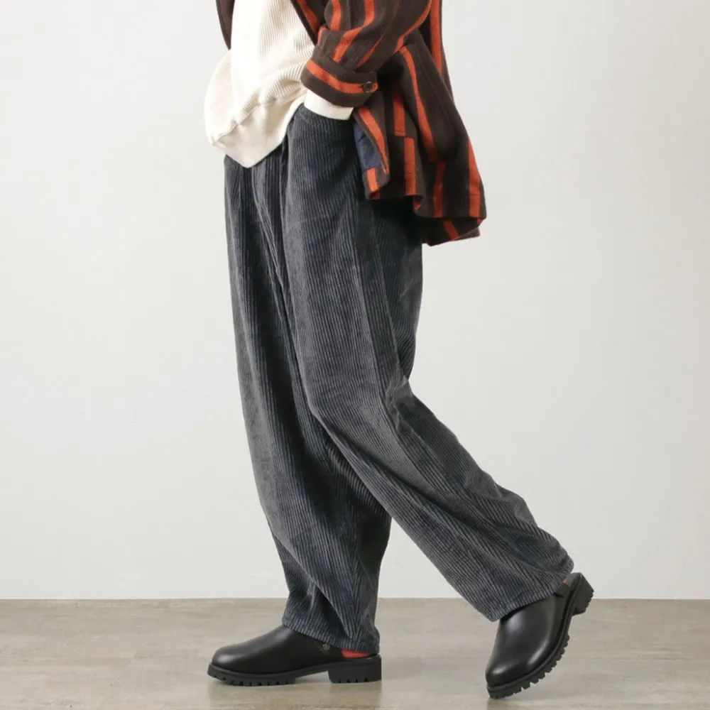 SLOW HANDS Trousers^/ Wide Corduroy Poofy Tuck Pants