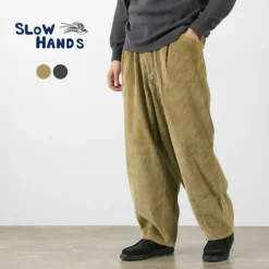 SLOW HANDS Trousers^/ Wide Corduroy Poofy Tuck Pants