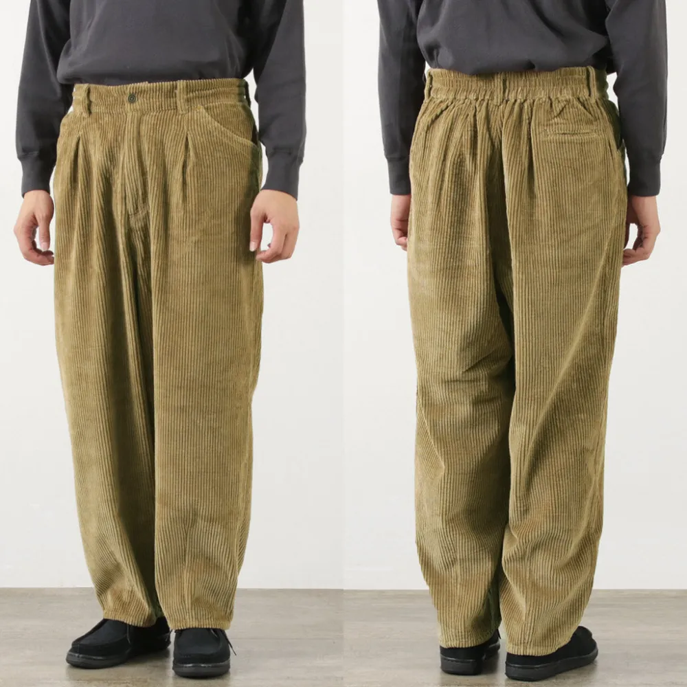 SLOW HANDS Trousers^/ Wide Corduroy Poofy Tuck Pants