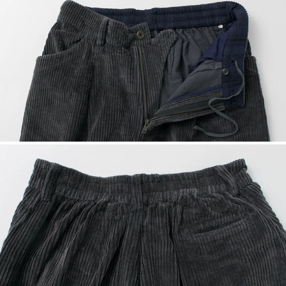 SLOW HANDS Trousers^/ Wide Corduroy Poofy Tuck Pants