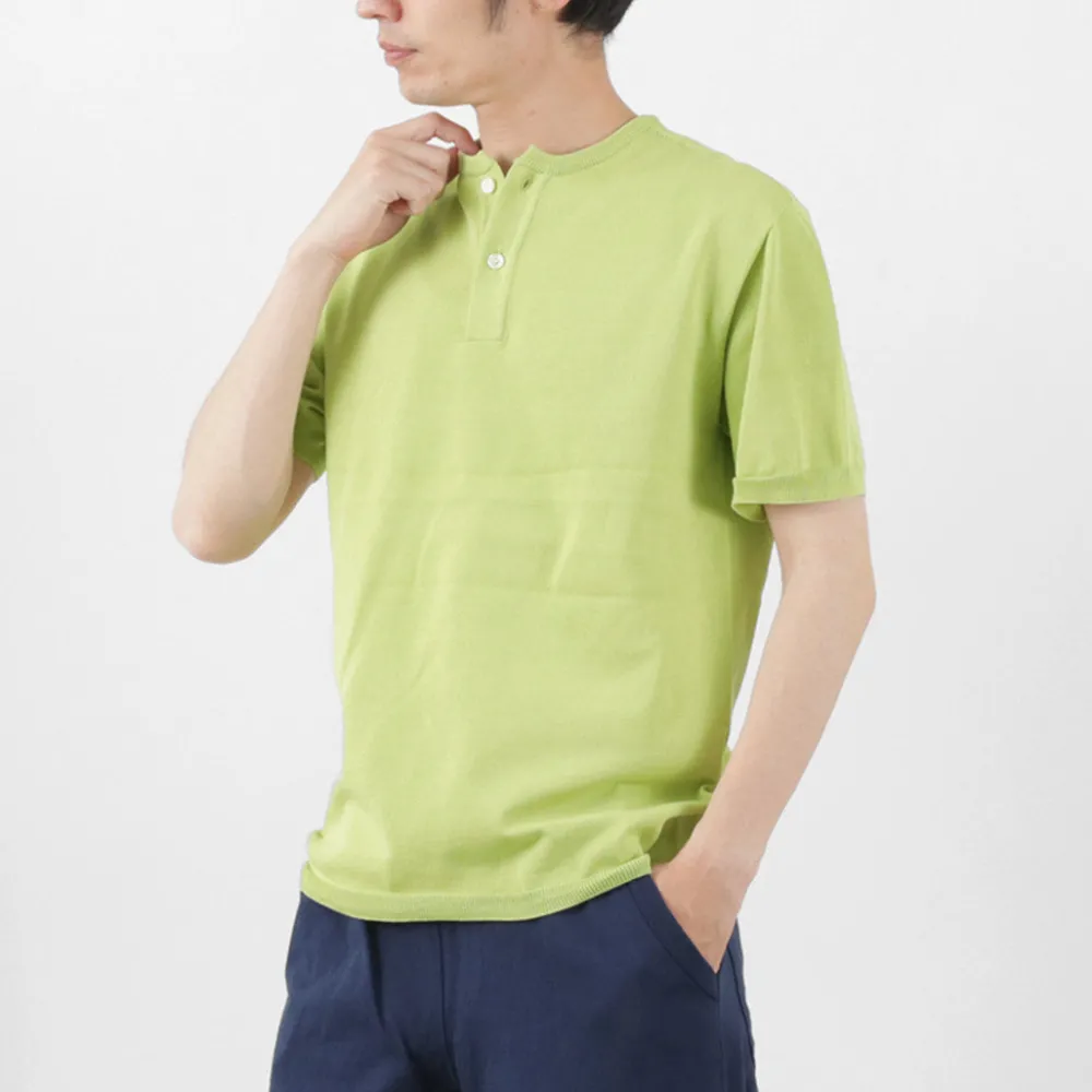 SOGLIA T-Shirts^/ Cotton Fitted Seamless Henry Neck Knit Tee