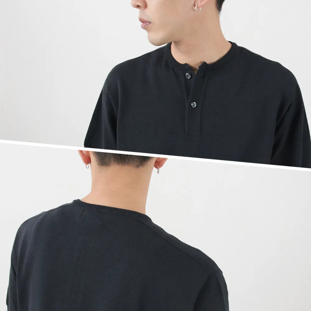 SOGLIA T-Shirts^/ Cotton Fitted Seamless Henry Neck Knit Tee