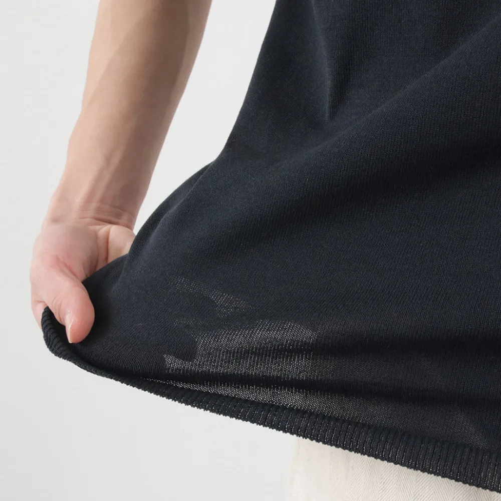 SOGLIA T-Shirts^/ Cotton Fitted Seamless Henry Neck Knit Tee