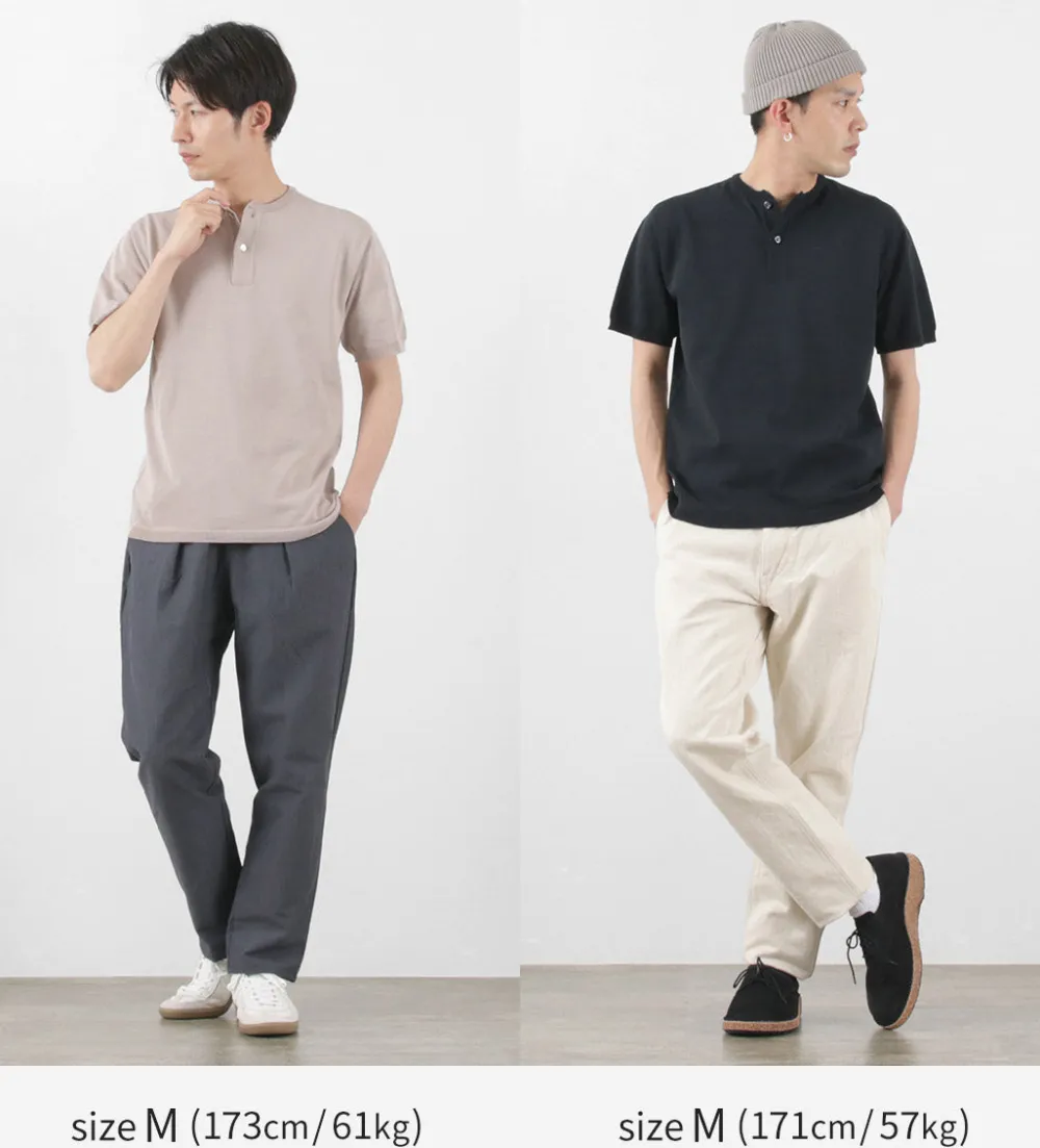 SOGLIA T-Shirts^/ Cotton Fitted Seamless Henry Neck Knit Tee