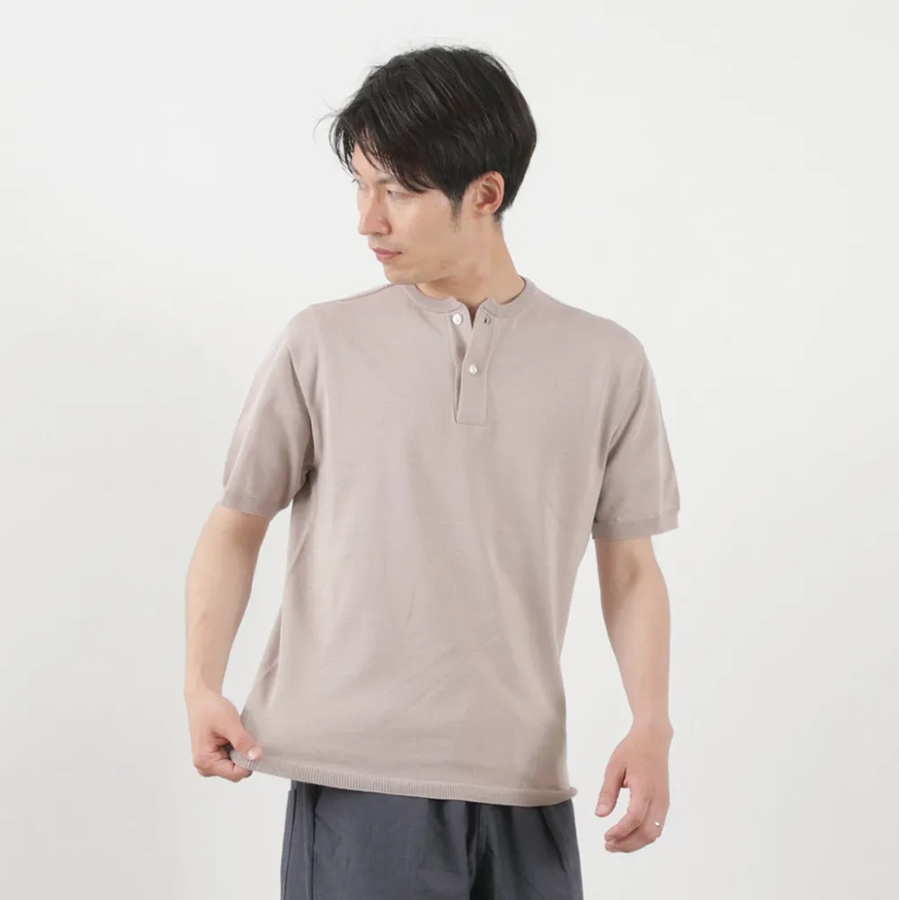 SOGLIA T-Shirts^/ Cotton Fitted Seamless Henry Neck Knit Tee