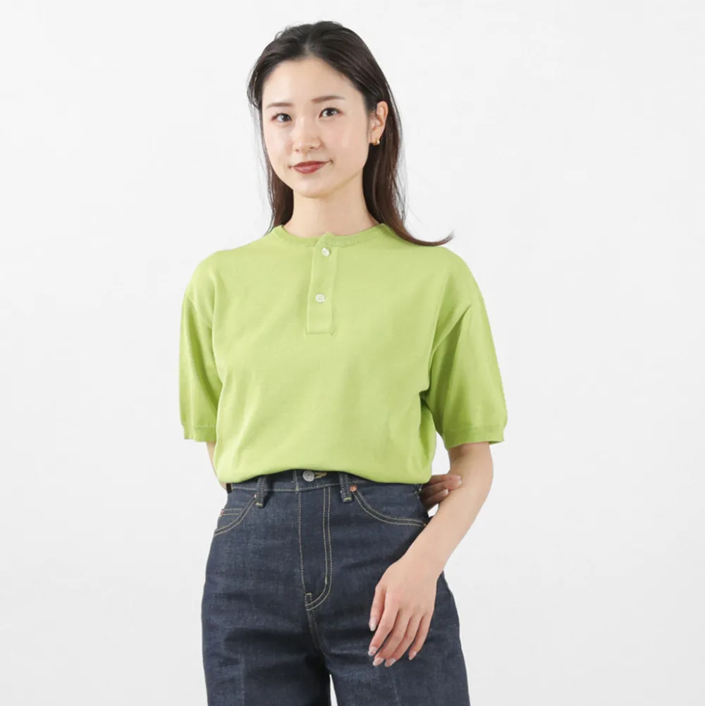SOGLIA T-Shirts^/ Cotton Fitted Seamless Henry Neck Knit Tee