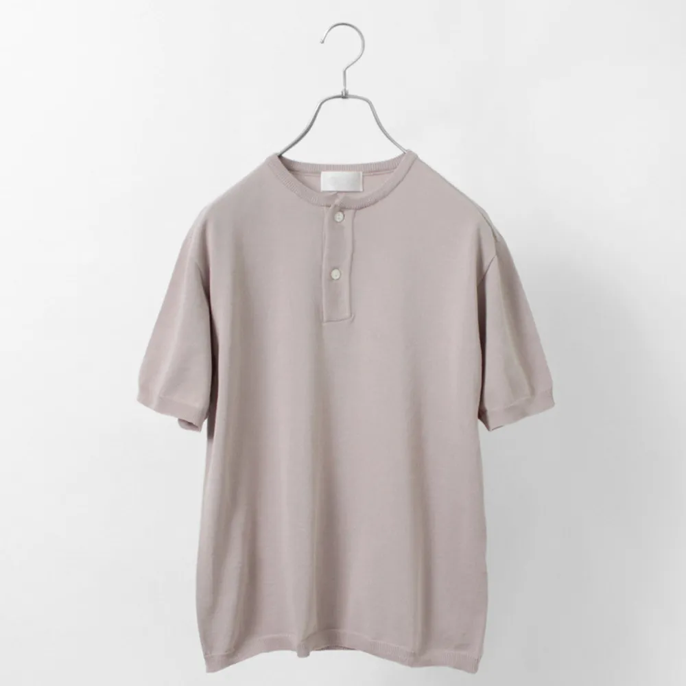SOGLIA T-Shirts^/ Cotton Fitted Seamless Henry Neck Knit Tee