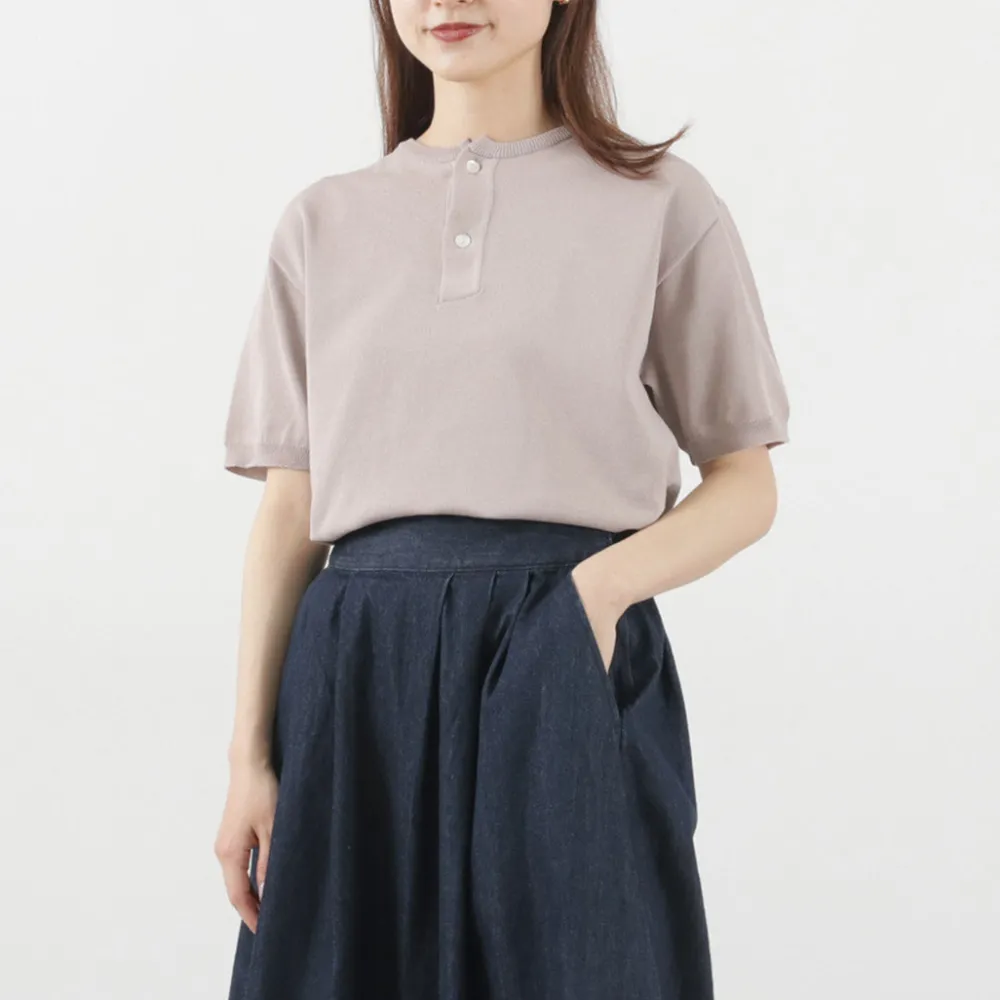 SOGLIA T-Shirts^/ Cotton Fitted Seamless Henry Neck Knit Tee