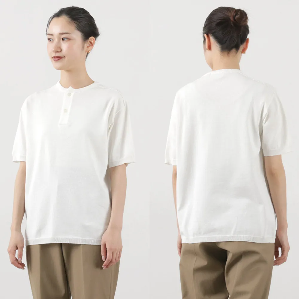 SOGLIA T-Shirts^/ Cotton Fitted Seamless Henry Neck Knit Tee