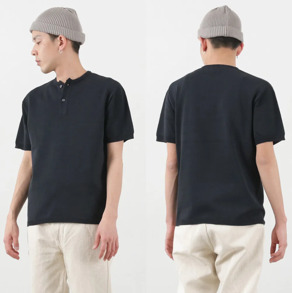SOGLIA T-Shirts^/ Cotton Fitted Seamless Henry Neck Knit Tee
