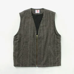 SON OF THE CHEESE Vests^/ Check Wool Vest black