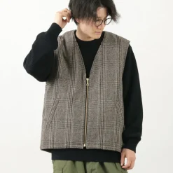 SON OF THE CHEESE Vests^/ Check Wool Vest black