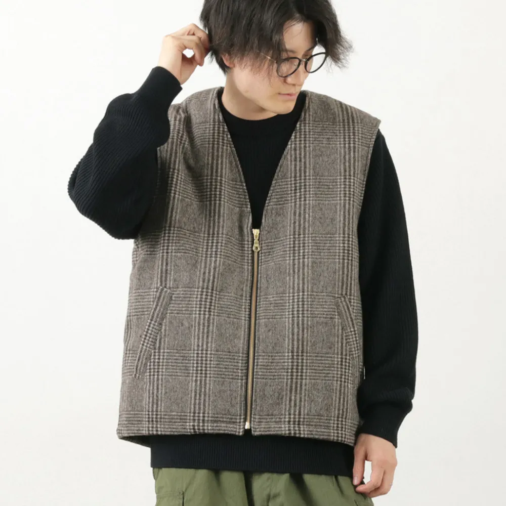 SON OF THE CHEESE Vests^/ Check Wool Vest black