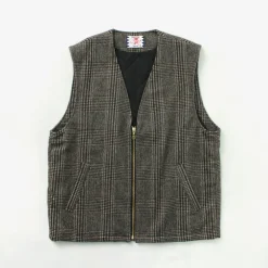 SON OF THE CHEESE Vests^/ Check Wool Vest black