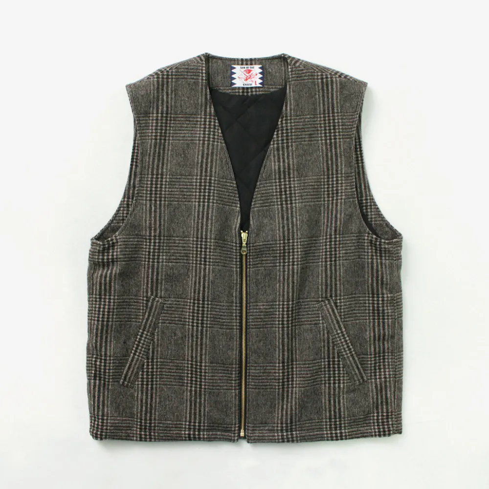 SON OF THE CHEESE Vests^/ Check Wool Vest black