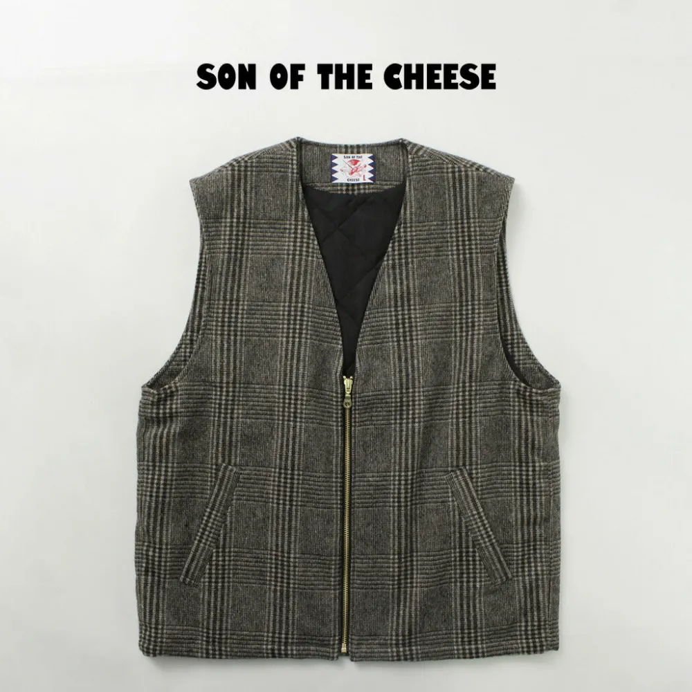 SON OF THE CHEESE Vests^/ Check Wool Vest black