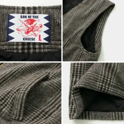 SON OF THE CHEESE Vests^/ Check Wool Vest black