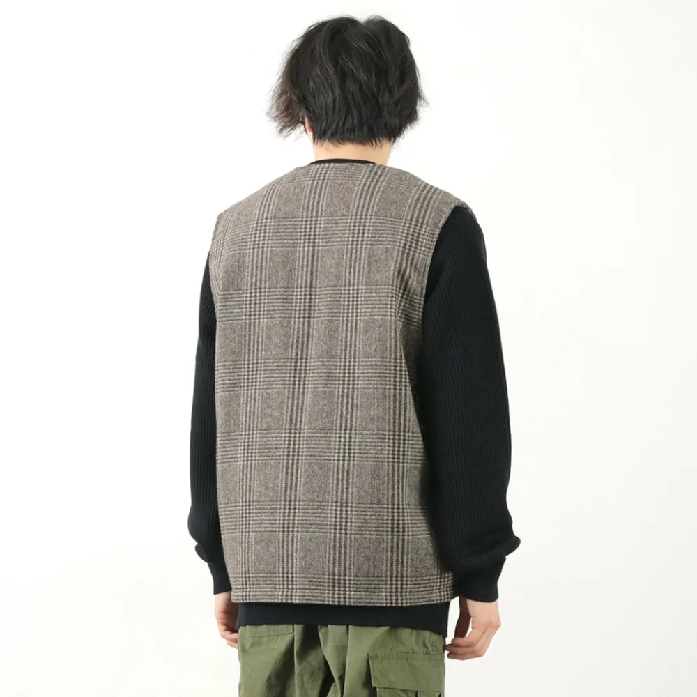 SON OF THE CHEESE Vests^/ Check Wool Vest black