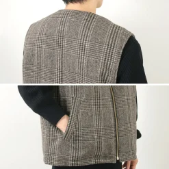 SON OF THE CHEESE Vests^/ Check Wool Vest black