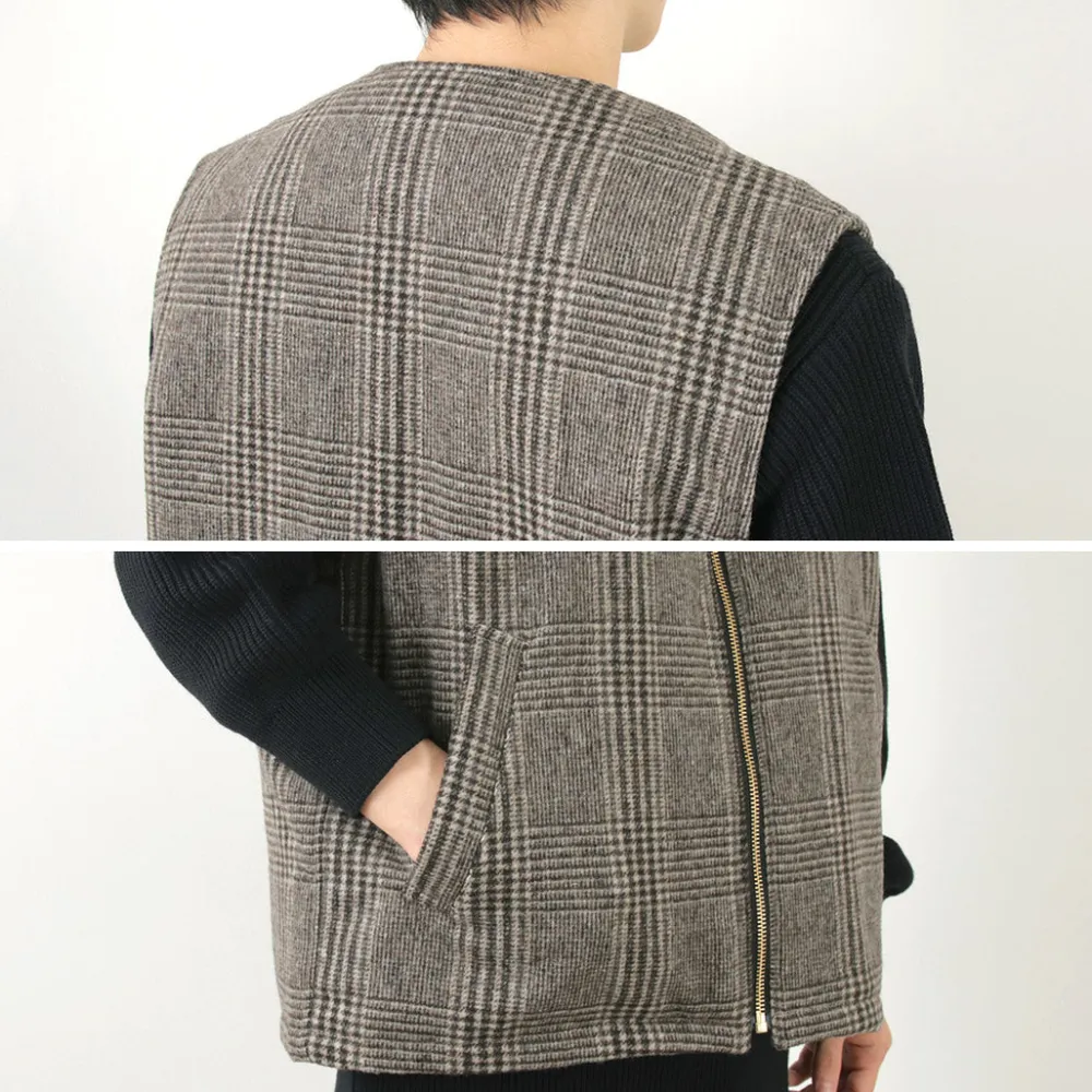 SON OF THE CHEESE Vests^/ Check Wool Vest black