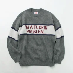 SON OF THE CHEESE Knits^/ IM FUCKING PROBLEM Crew Sweater gray