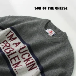 SON OF THE CHEESE Knits^/ IM FUCKING PROBLEM Crew Sweater gray