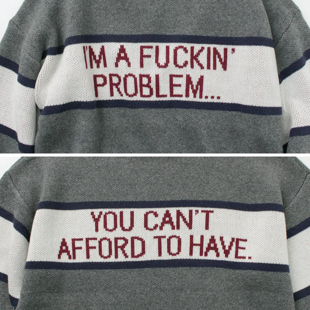 SON OF THE CHEESE Knits^/ IM FUCKING PROBLEM Crew Sweater gray
