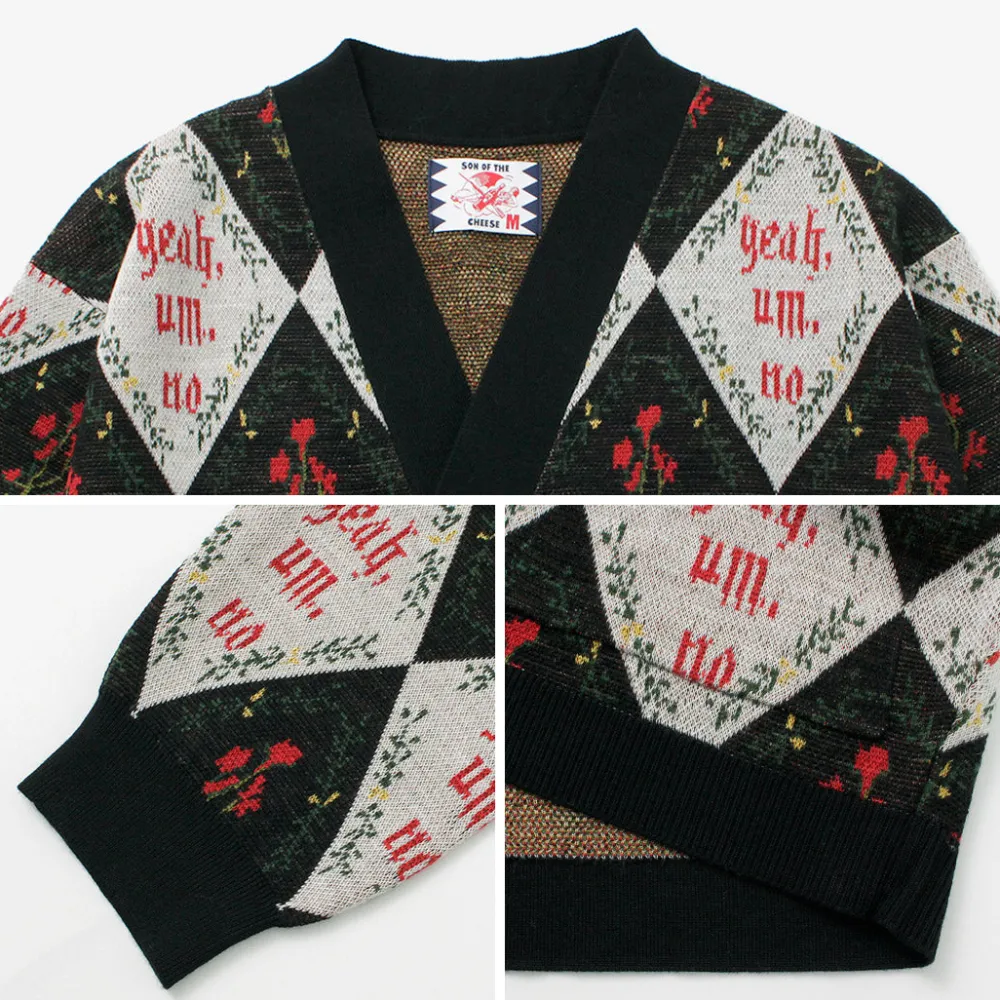 SON OF THE CHEESE Cardigans^/ Yeah um no knit cardigan black
