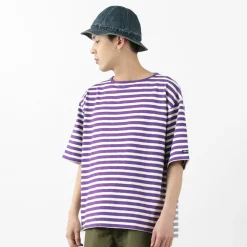 TIEASY T-Shirts^/ HDCS Big stripe boat-neck T-shirt