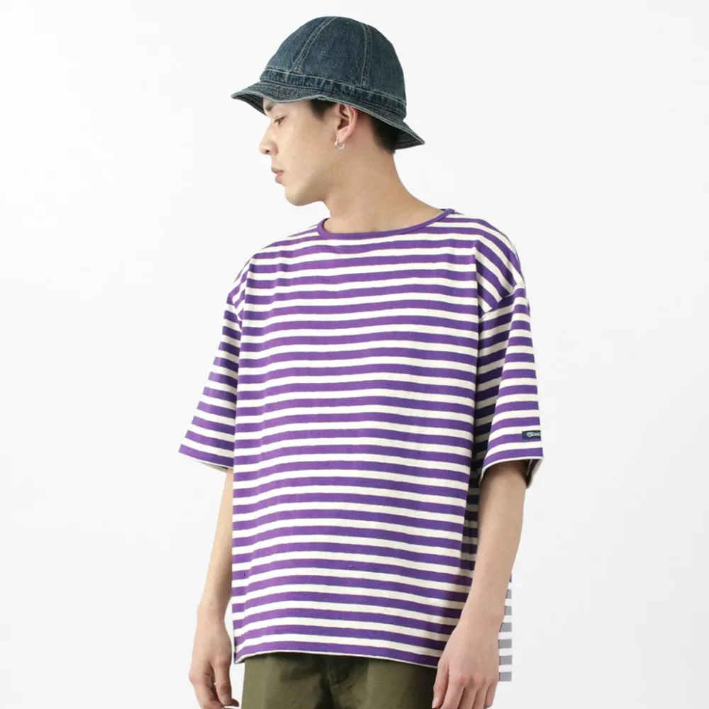 TIEASY T-Shirts^/ HDCS Big stripe boat-neck T-shirt