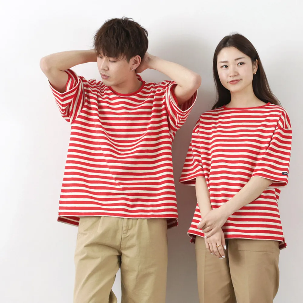 TIEASY T-Shirts^/ HDCS Big stripe boat-neck T-shirt