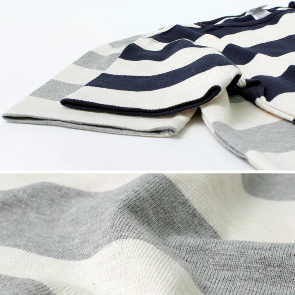 TIEASY T-Shirts^/ HDCS Boat neck S/S wide stripe basque shirt