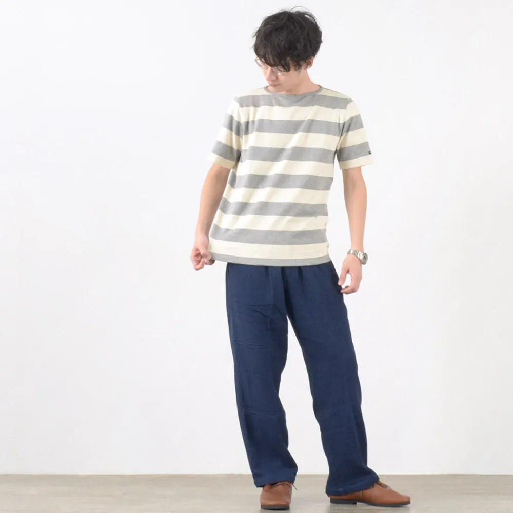 TIEASY T-Shirts^/ HDCS Boat neck S/S wide stripe basque shirt