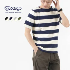 TIEASY T-Shirts^/ HDCS Boat neck S/S wide stripe basque shirt
