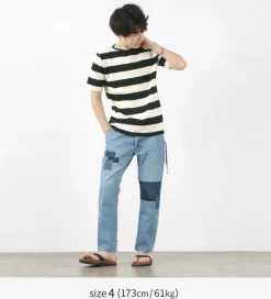 TIEASY T-Shirts^/ HDCS Boat neck S/S wide stripe basque shirt