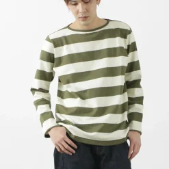 TIEASY T-Shirts^/ HDCS Boat neck wide stripe basque shirt