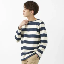 TIEASY T-Shirts^/ HDCS Boat neck wide stripe basque shirt