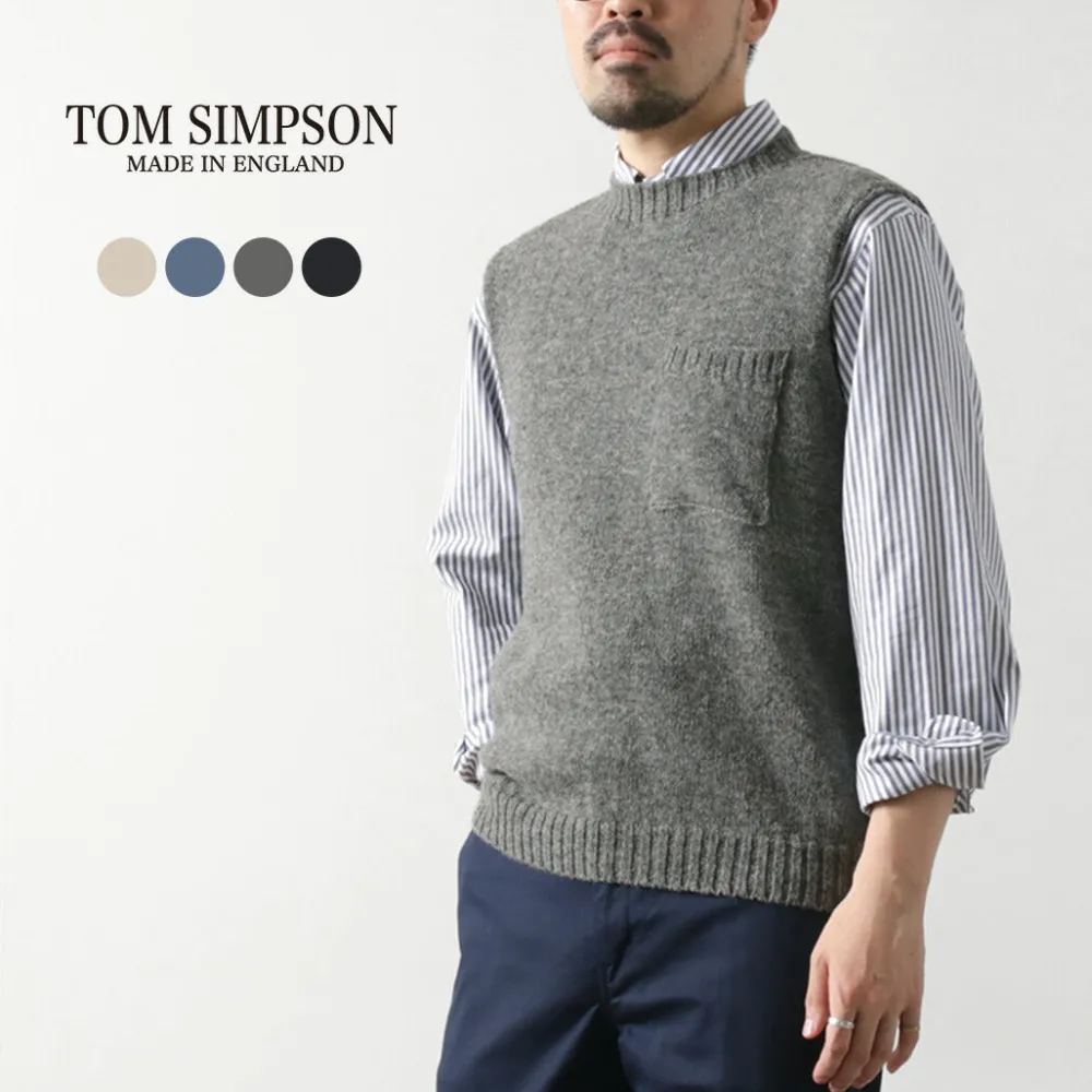 TOM SIMPSON Knits^/ Crew Neck Pocket Knit Vest