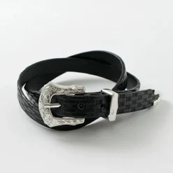 TORY LEATHER Belts^/ 3/4 inch Western Belt Basket Weave black