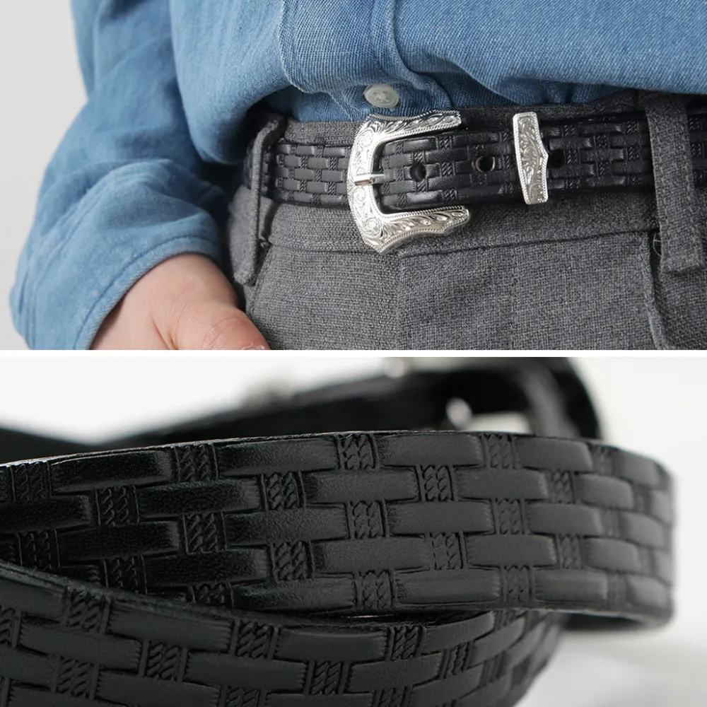 TORY LEATHER Belts^/ 3/4 inch Western Belt Basket Weave black