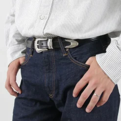 TORY LEATHER Belts^/ 3 Piece Silver Buckle Belt black